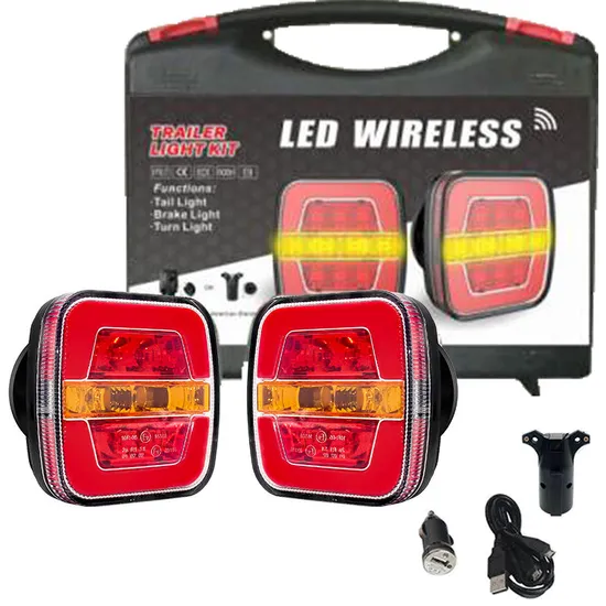 ECE Wireless LED Combination Tail Light Kit with Magnet Base EU/Au/Us Plug Red Stop Rear Position Amber Indicator White Number Plate Lamp 