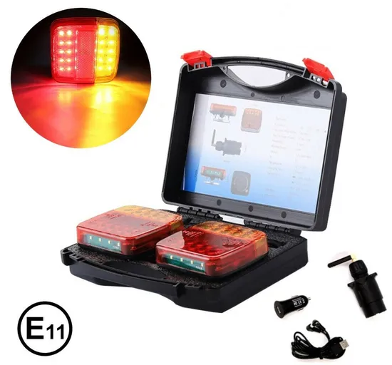 Emark Truck Wireless LED Tail Lights Combination Rear Lamp with Brake Reverse Number USB Fog Reflector Trailer Tail Lights 