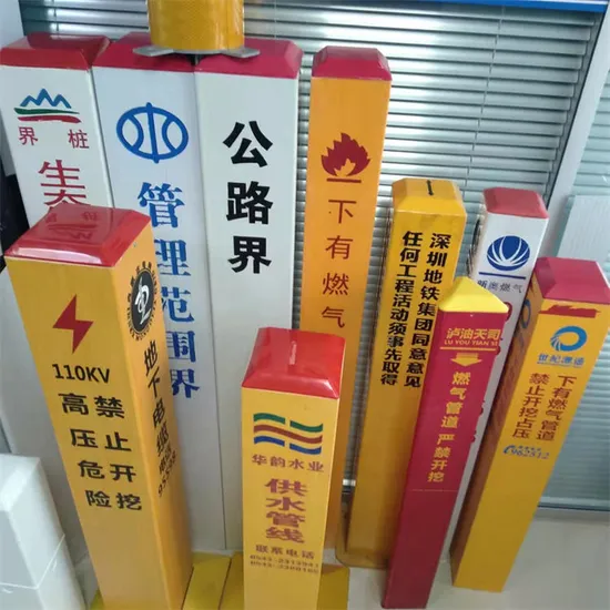 Outdoor Safety Signs FRP Lane Markings Public Gas Sign Warning Pile Gas Pipeline Outdoor Sign Column Custom Fiberglass Road Sign Warning 